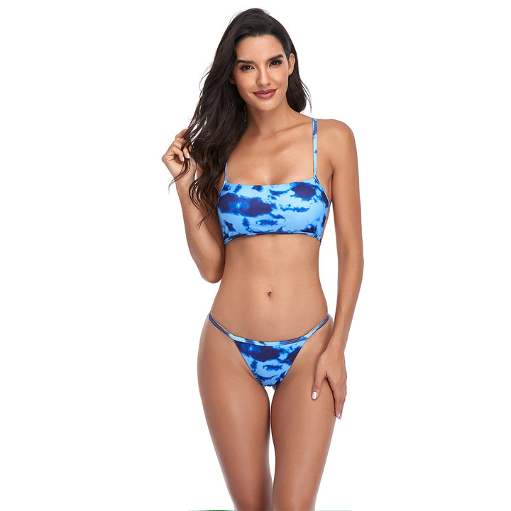 Dame Bikini-sæt med trendy bandeau-top og lavt skårne bukser Stilla