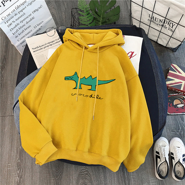 Femme Cartoon Grafik Locker Sæde Hoodie Stilla
