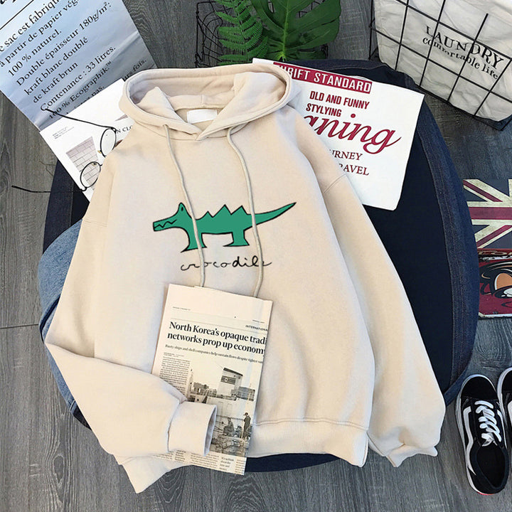 Femme Cartoon Grafik Locker Sæde Hoodie Stilla