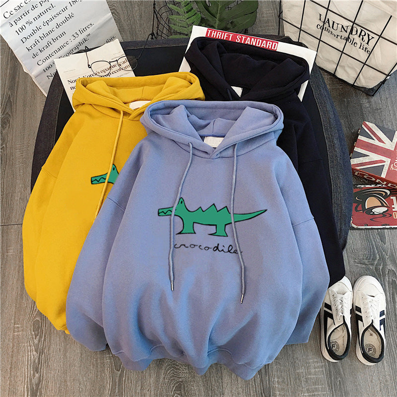 Femme Cartoon Grafik Locker Sæde Hoodie Stilla