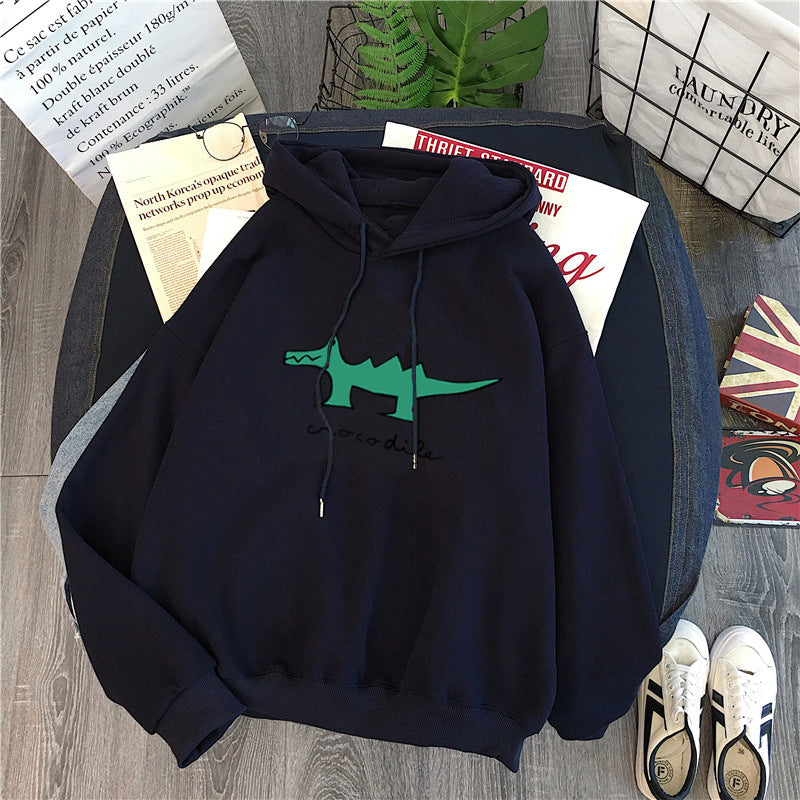 Femme Cartoon Grafik Locker Sæde Hoodie Stilla