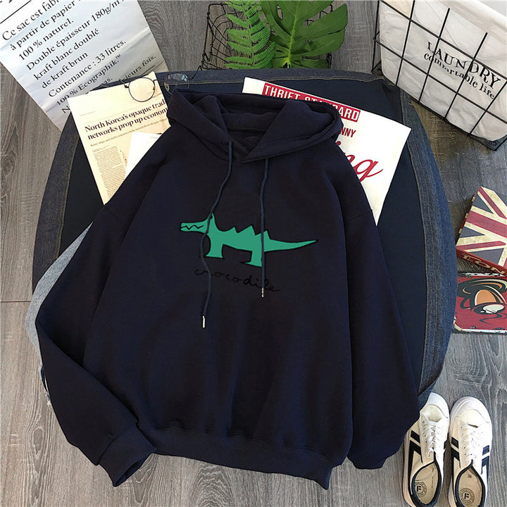 Femme Cartoon Grafik Locker Sæde Hoodie Stilla
