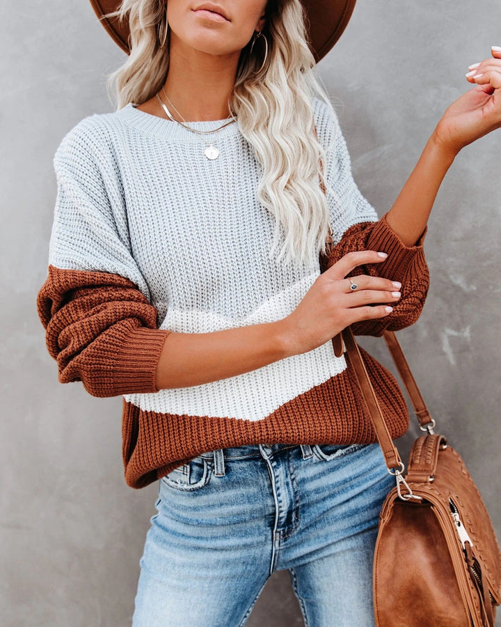 Kvinders trendy sweater med grafisk chevronmønster Stilla