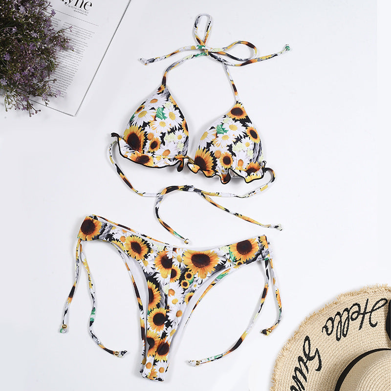 Dame bikinisæt med justerbare stropper og blomsterdesign Stilla