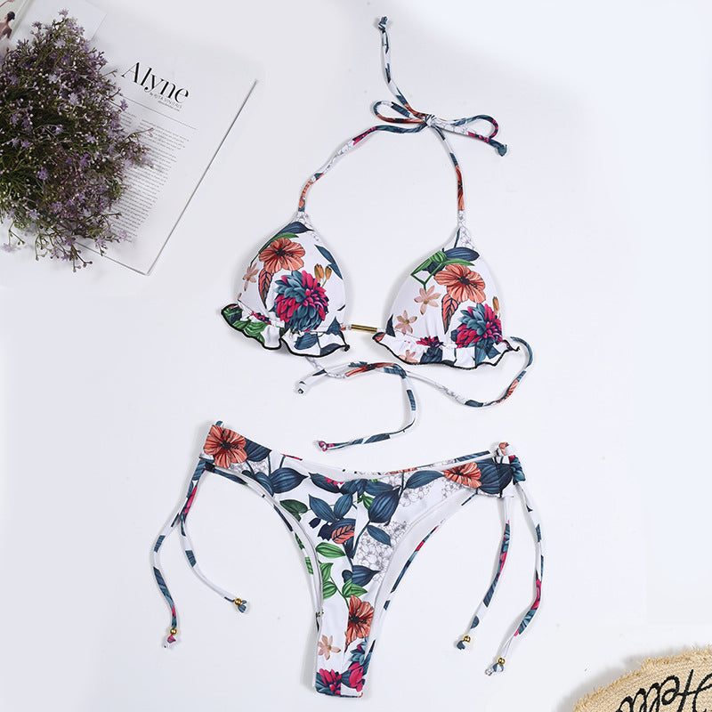 Dame bikinisæt med justerbare stropper og blomsterdesign Stilla