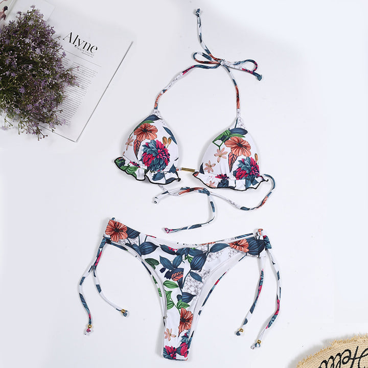Dame bikinisæt med justerbare stropper og blomsterdesign Stilla