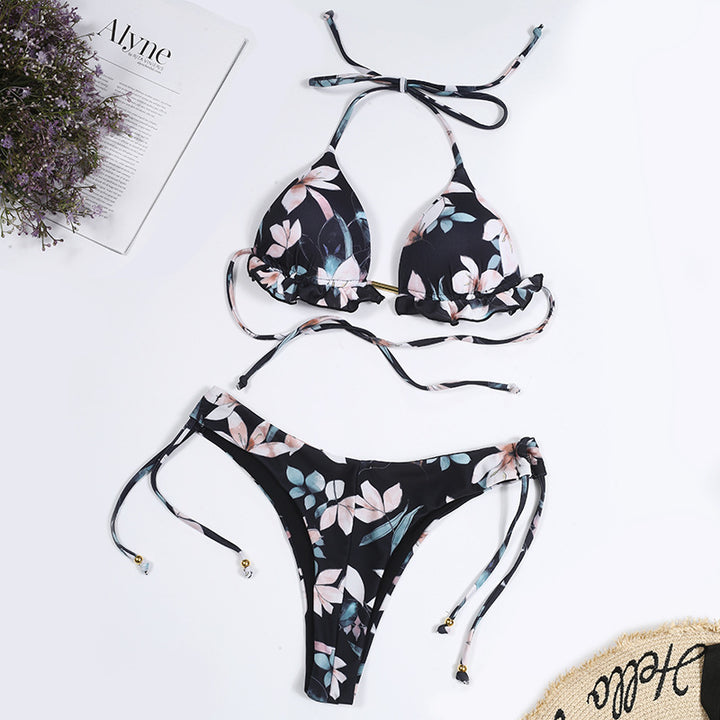 Dame bikinisæt med justerbare stropper og blomsterdesign Stilla