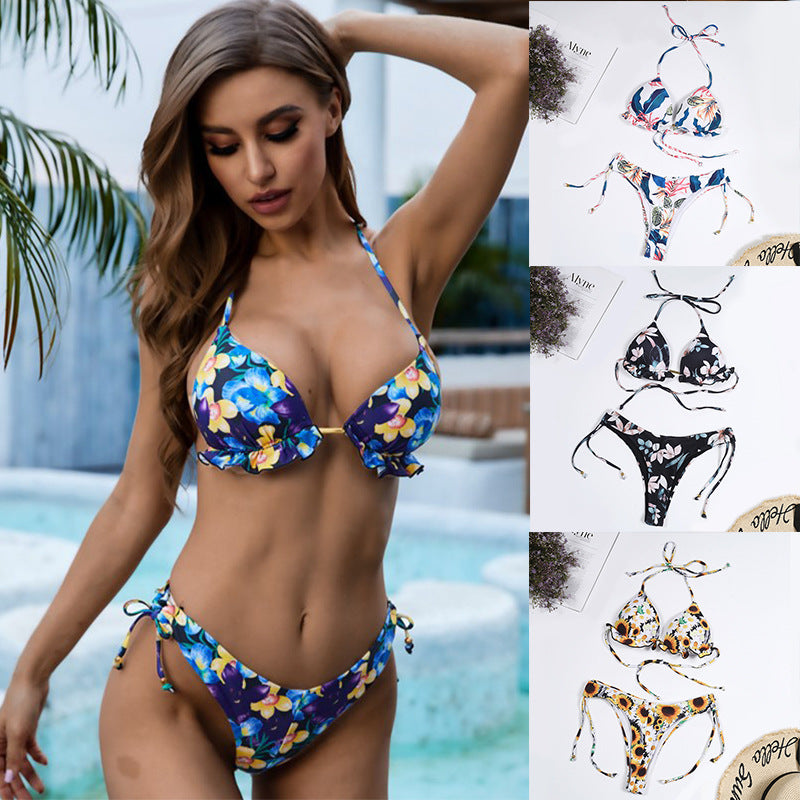 Dame bikinisæt med justerbare stropper og blomsterdesign Stilla