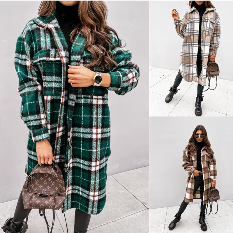 Dame oversize ternet jakke i blødt flannel med knapliste Stilla
