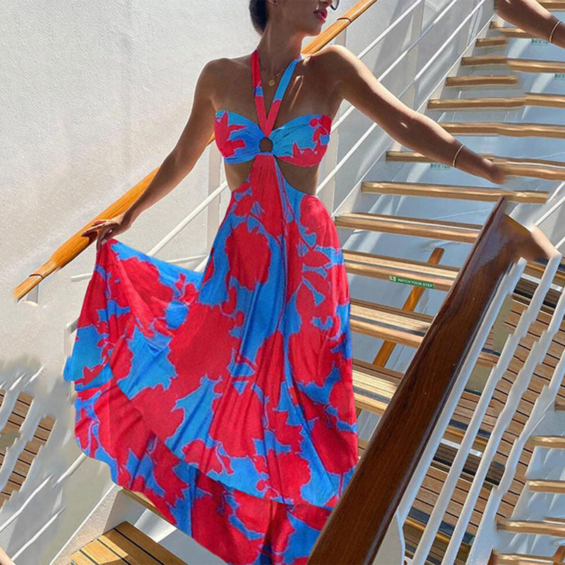 Damer Langt Boho-Kjole med skåret design og halsudskæring Stilla