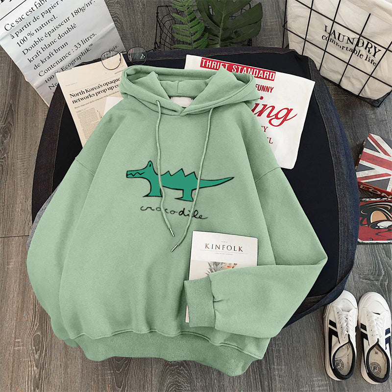 Femme Cartoon Grafik Locker Sæde Hoodie Stilla
