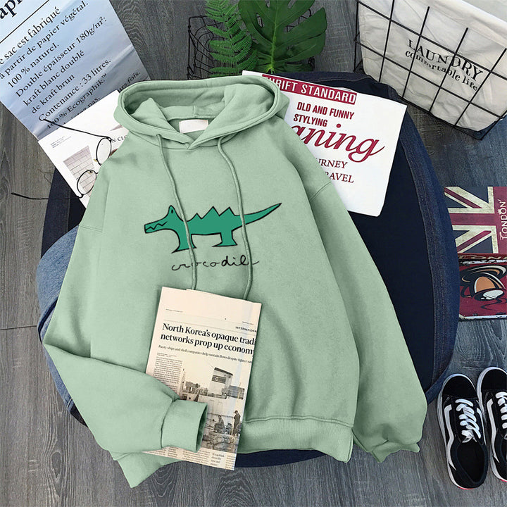 Femme Cartoon Grafik Locker Sæde Hoodie Stilla