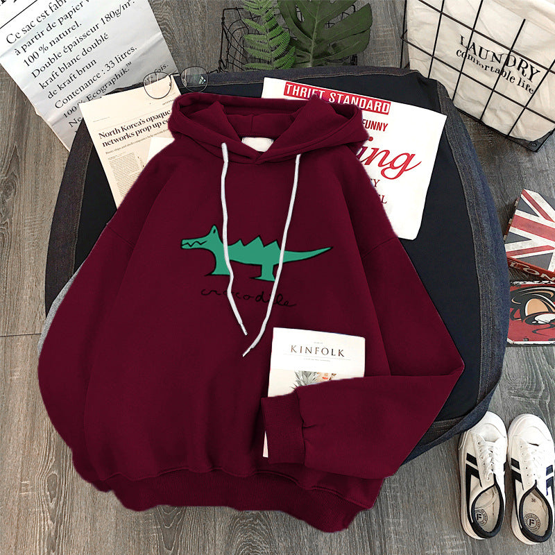 Femme Cartoon Grafik Locker Sæde Hoodie Stilla