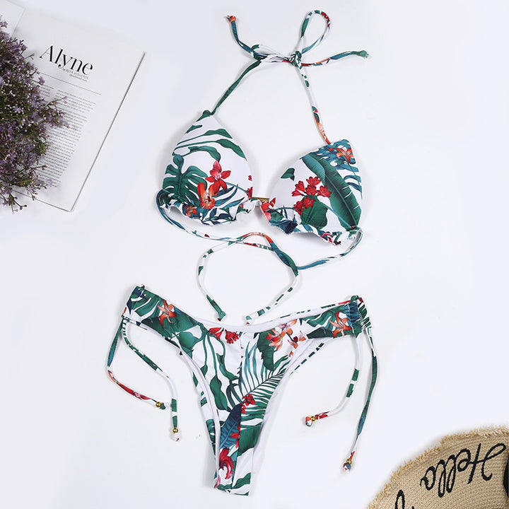 Dame bikinisæt med justerbare stropper og blomsterdesign Stilla