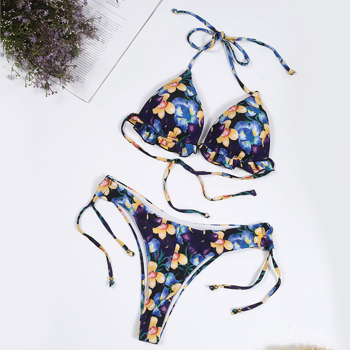 Dame bikinisæt med justerbare stropper og blomsterdesign Stilla