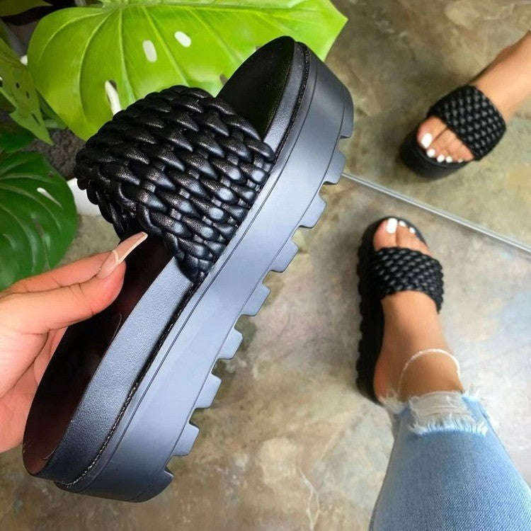 Dame komfortable Wedge-sandaletter med flettet remdesign og skridsikker sål Stilla