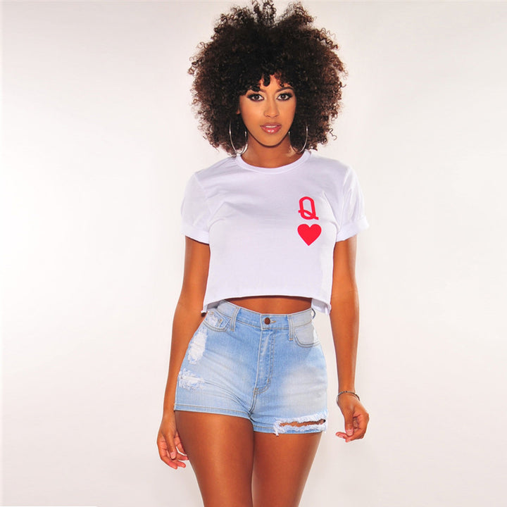 Dame Kort T-Shirt med individuel grafiktryk Stilla