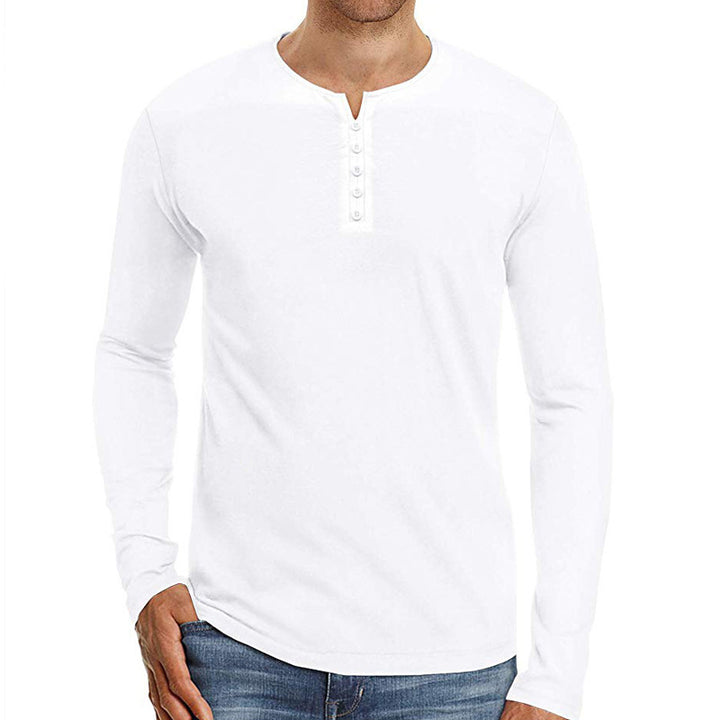 Herrer Langærmet Henley-Skjorte med moderne knapdesign og behagelig pasform Stilla