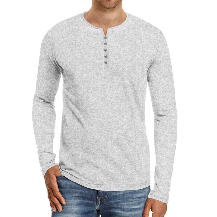 Herrer Langærmet Henley-Skjorte med moderne knapdesign og behagelig pasform Stilla