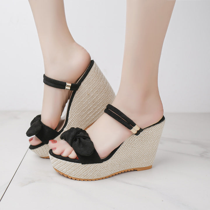 Dame nan Raffknoten-wedge sandal med vævet plateau platform og dobbelt remlukning Skovae