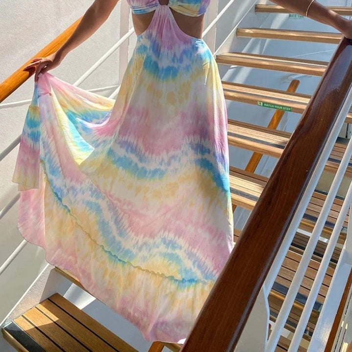 Damer Langt Boho-Kjole med skåret design og halsudskæring Stilla