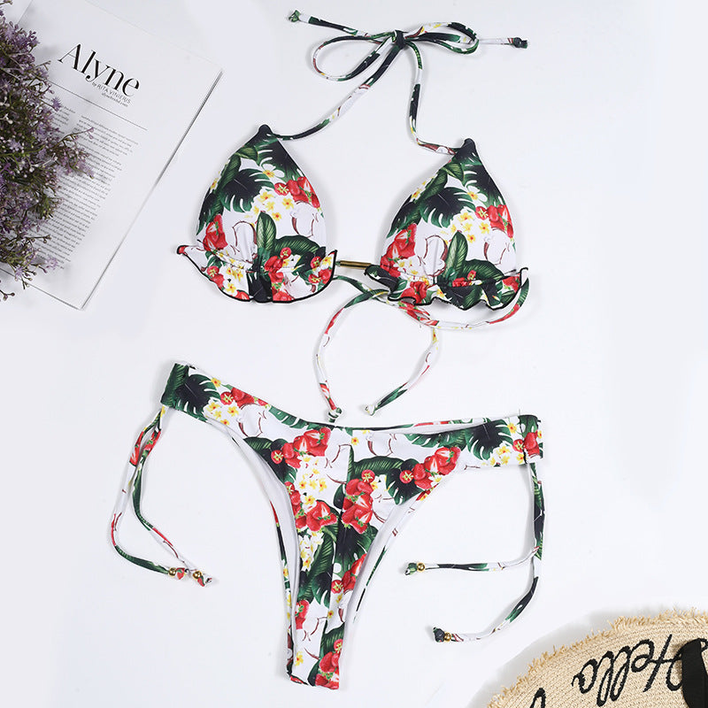 Dame bikinisæt med justerbare stropper og blomsterdesign Stilla