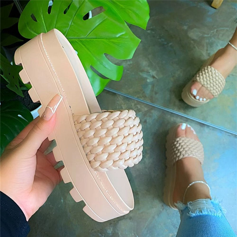 Dame komfortable Wedge-sandaletter med flettet remdesign og skridsikker sål Stilla