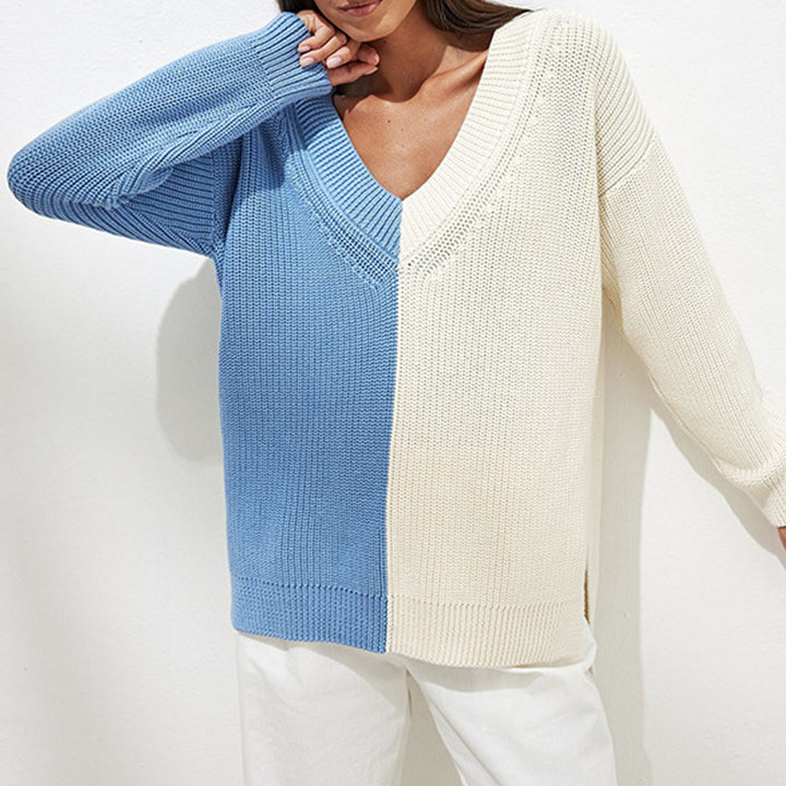 Stilla | V-hals drop shoulder split sweater