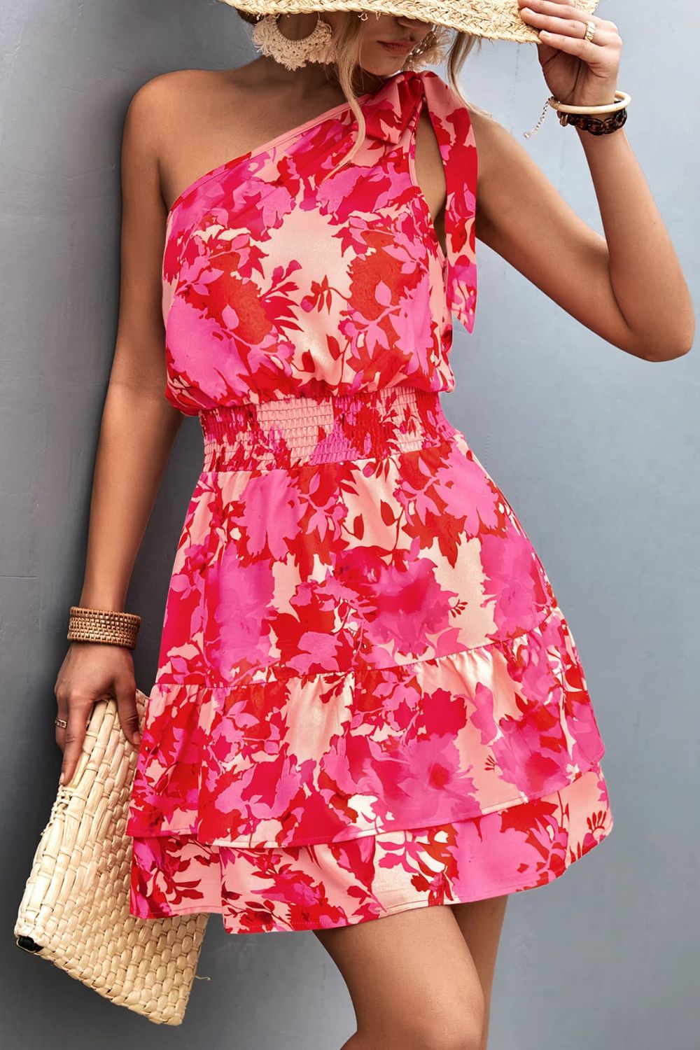 Stilla | Smocked Printed Single Shoulder Dress