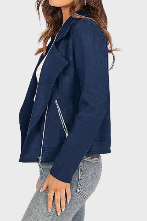 Stilla | Suedes Cropped Bikerjakke