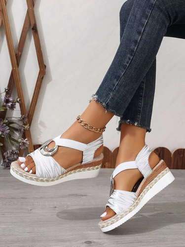 Stilla | Retro Stil Hæle Sandaler Med Hampestrop Og Elastisk Ankelrem, Komfortable Og Stilfulde