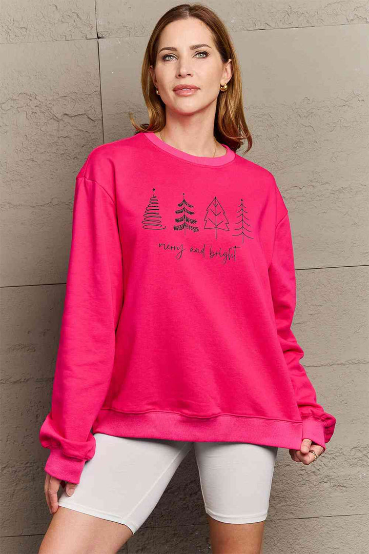 Stilla | Love Full Size Merry and Bright Graphic Sweatshirt