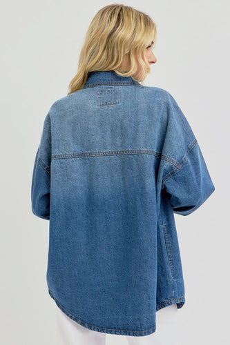 Stilla | Full Size Snap Down Langærmet Denim Shacket