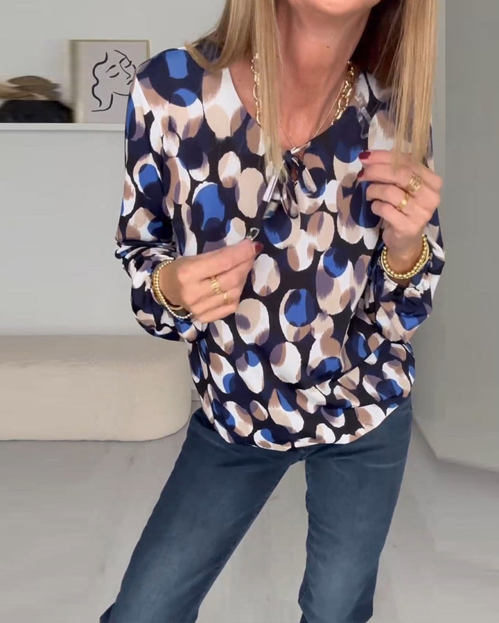 Stilla | Printet Elegant Bluse med Stropper