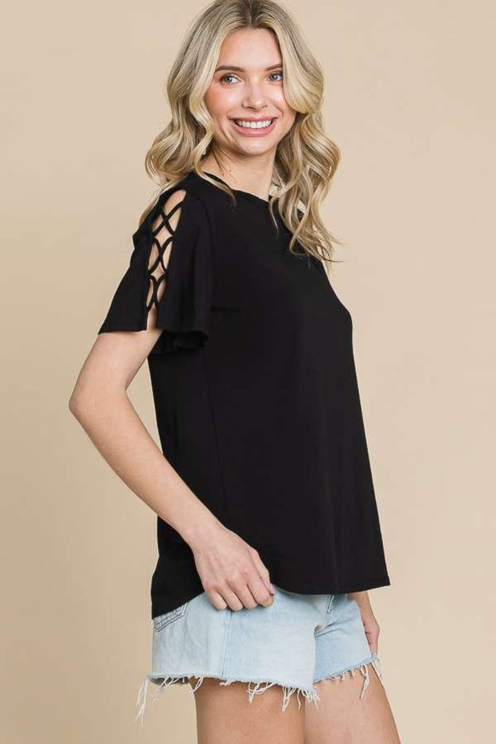 Stilla | Code Rund Hals Crisscross Korte Ærmer T-Shirt
