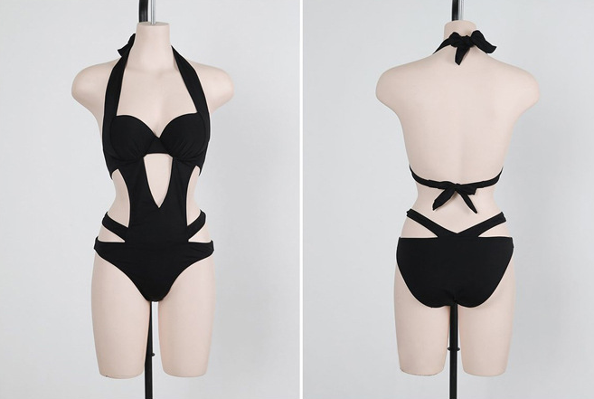 Skovae | Halter Cut Out Bandage Trikini Badedragt