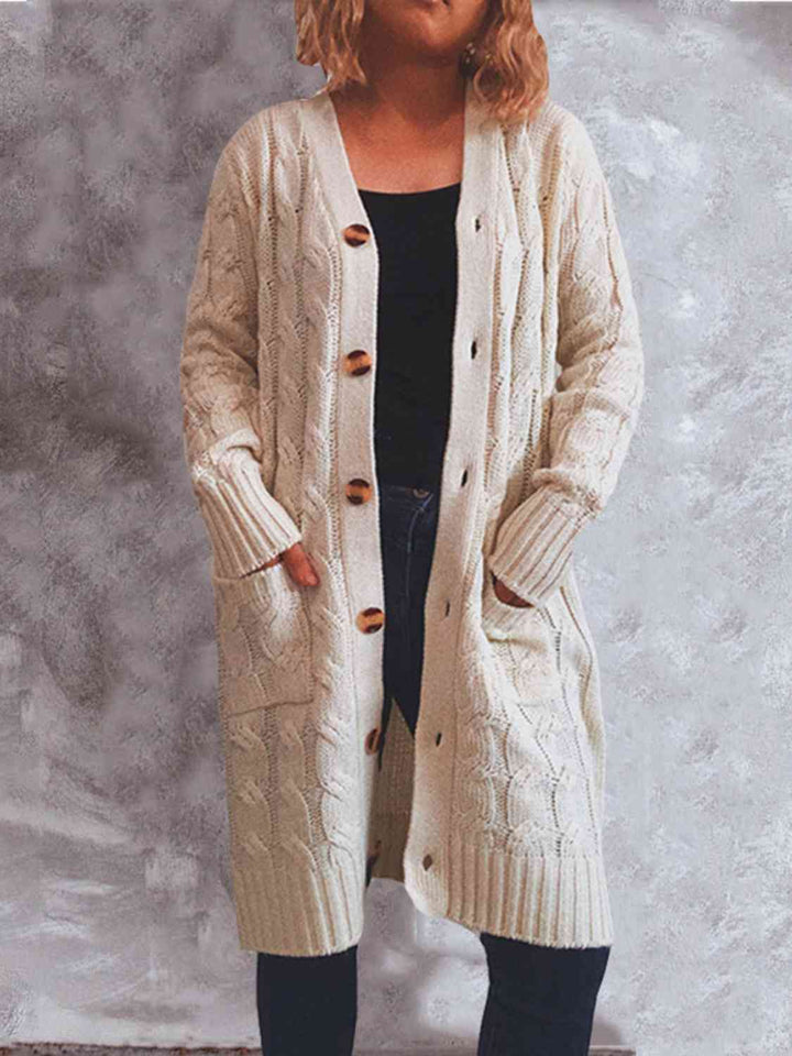 Stilla | Op Kabel-strikket Cardigan Med Lommer