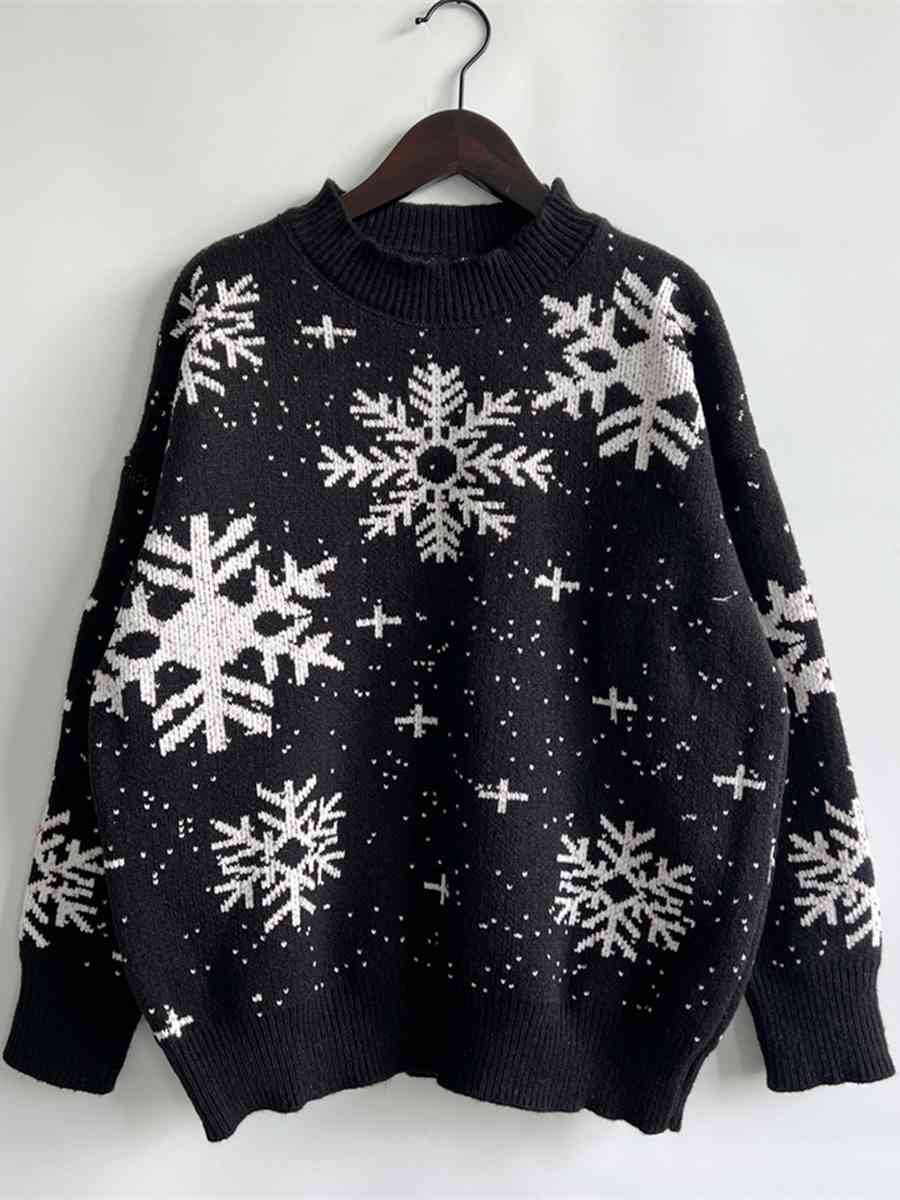 Stilla | Mønstret Droppet Skuldret Sweater