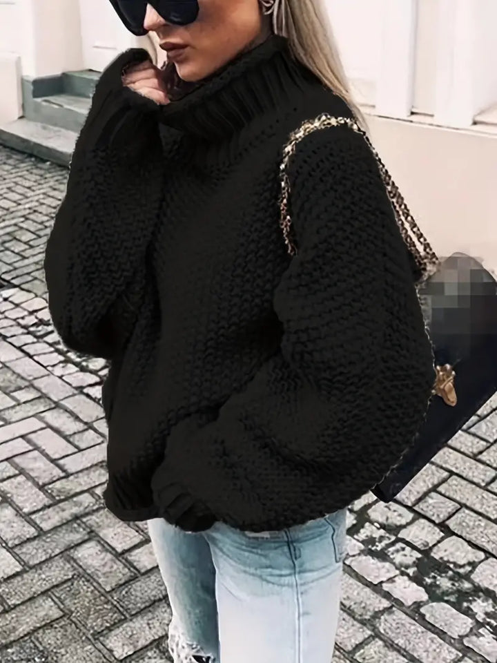 Stilla | Ensfarvet Rullekravepullover