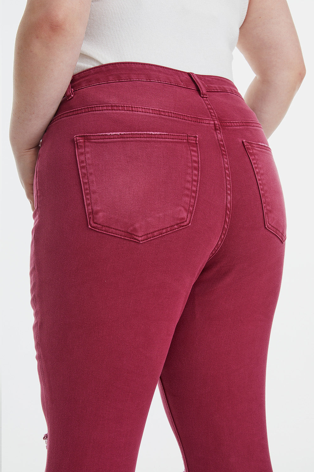Stilla | Full Size Høj Talje Distressed Raw Hem Flare Jeans
