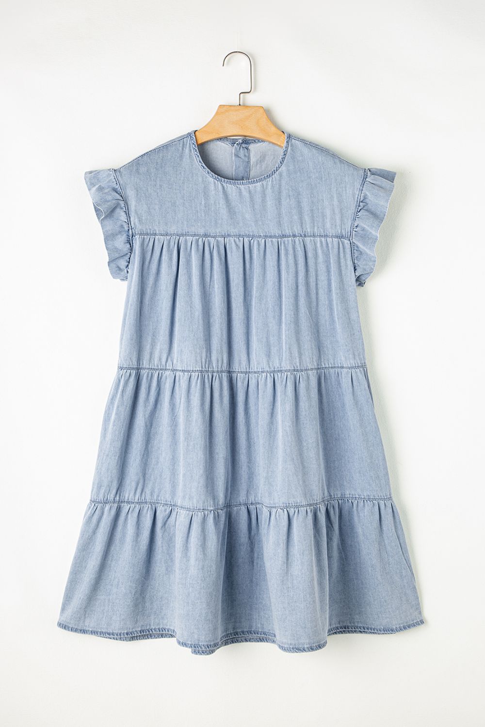Stilla | Rund Hals Kapærmet Denim Kjole