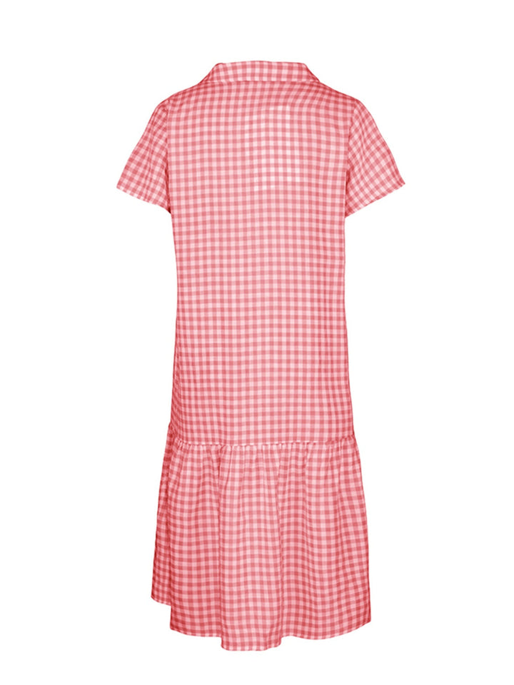 Stilla | Up Plaid Korte Ærmer Midi Kjole