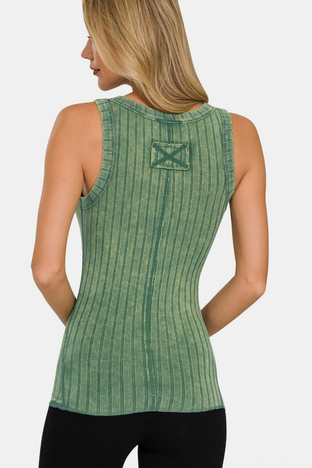 Stilla | Vasket Ribbet Halv Snap Henry Tank
