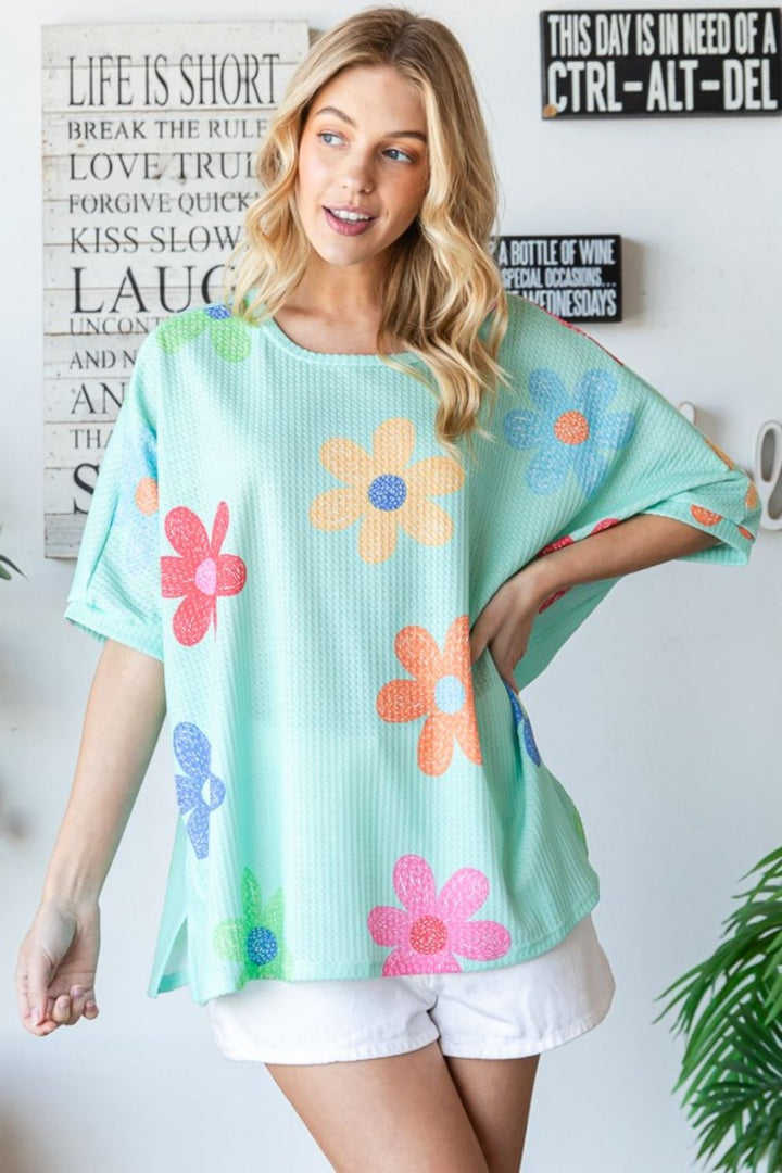 Stilla | Floral Waffle Oversize T-Shirt