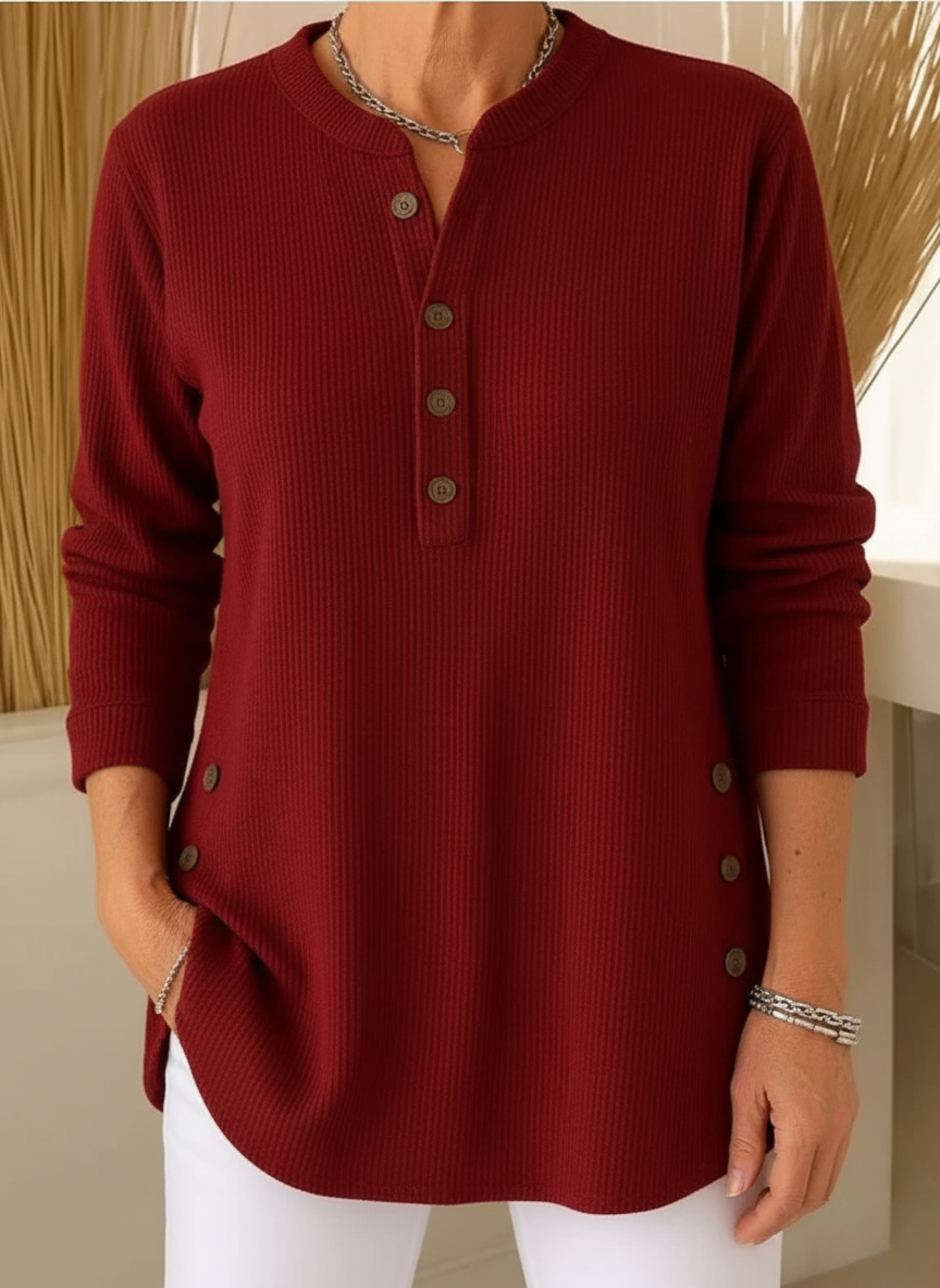 Stilla | Behagelig Sweater med Smart Knapdetalje