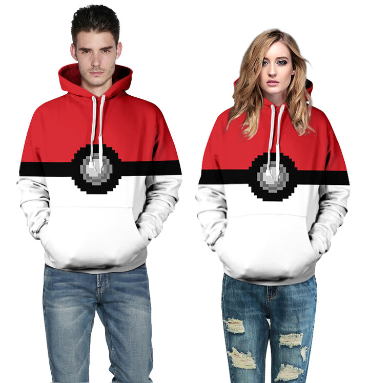 Herrer hættetrøje med pixelagtigt Pokéball-design Stilla