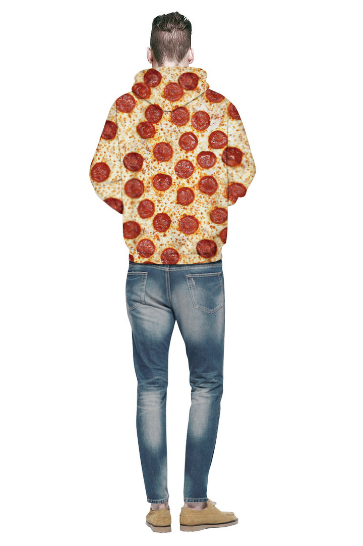 Herrer hættetrøje med kreativ pizzadesign og livlige grafikker Stilla