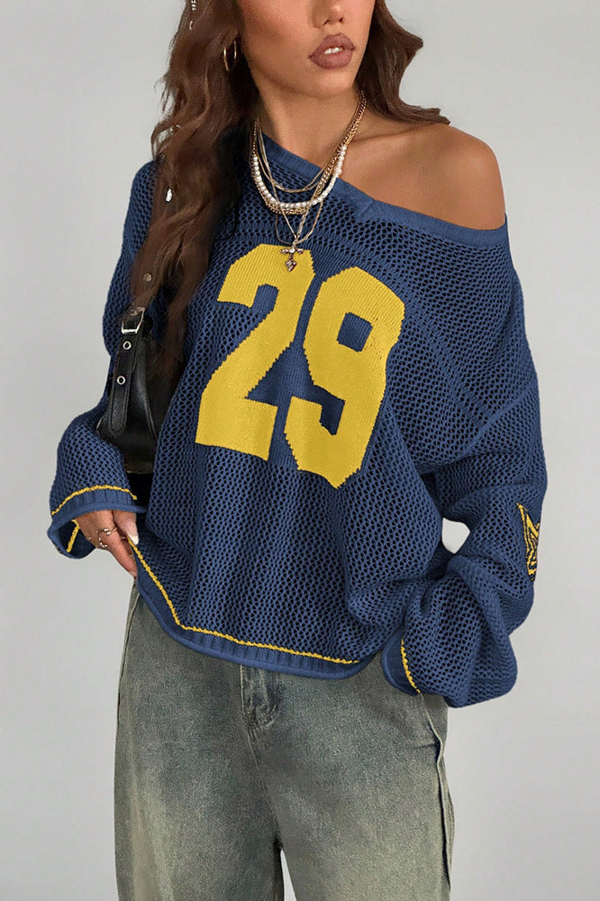 Stilla | Cozy V-Hals Strik Sweater med Digitalt Tryk