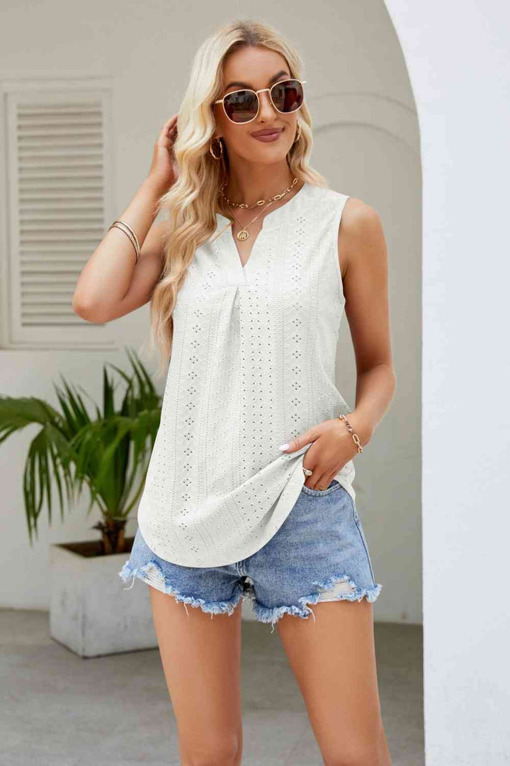 Stilla | Hals Kurvet Kant Eyelet Tank