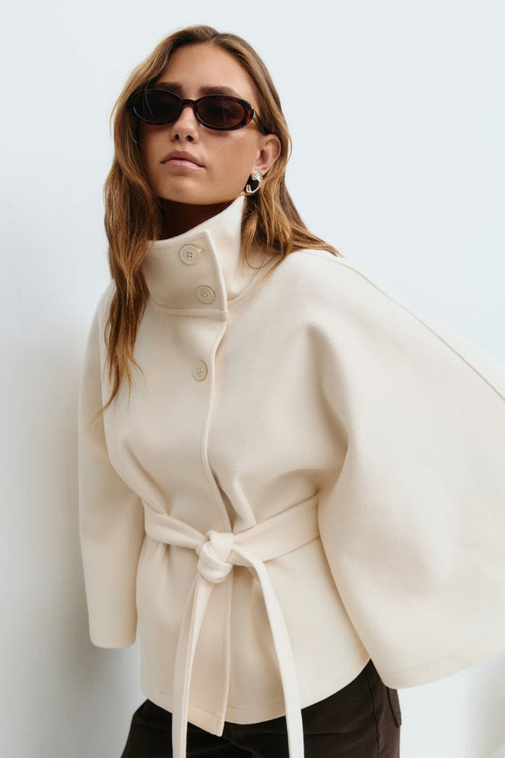 Stilla | Høj Krave Bæltemantel Elegant Minimalistisk Ydertøj